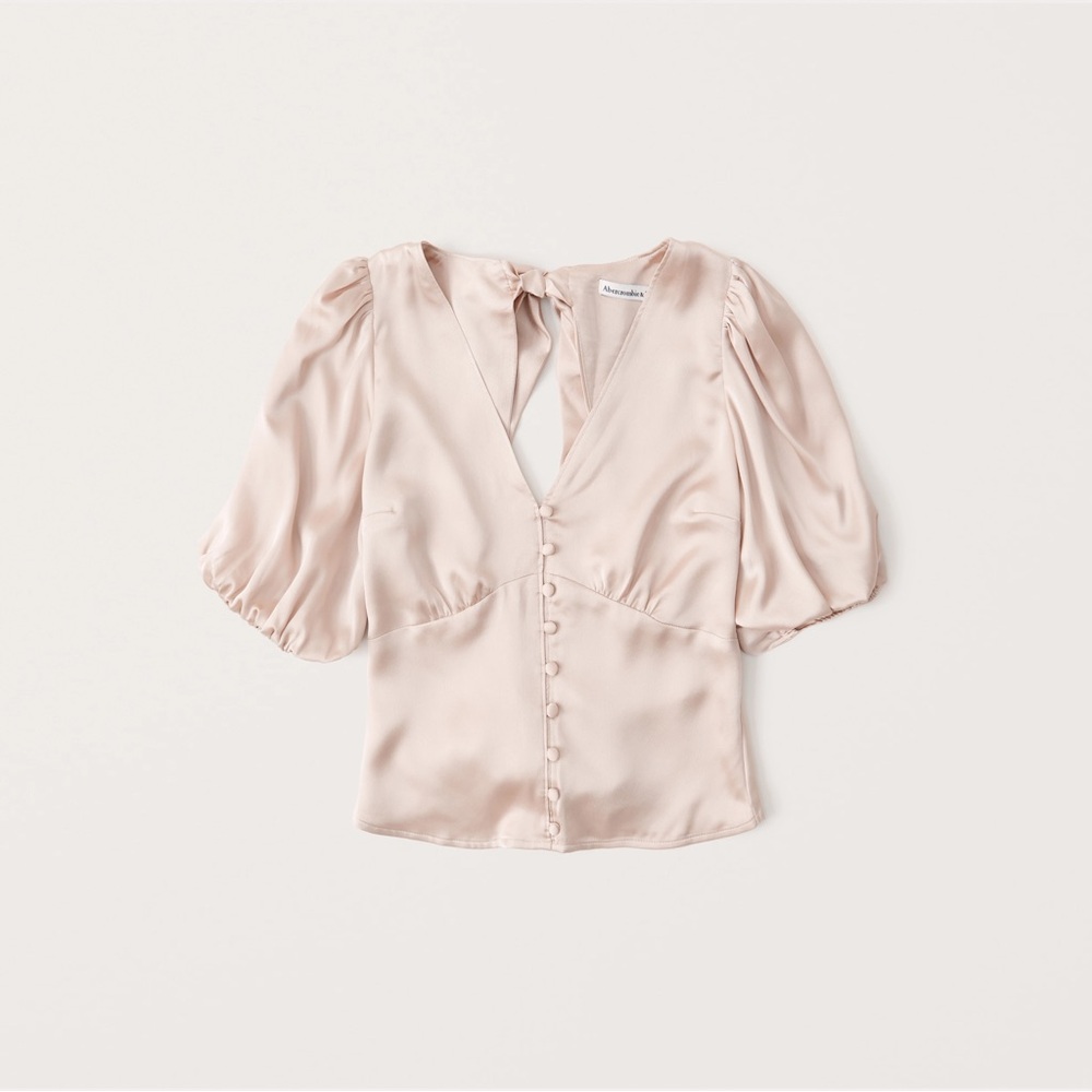 A&F Satin Open Back Top Blouse